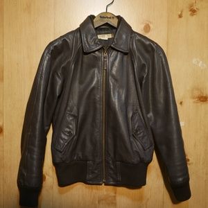 Vintage J Crew Dark Brown Leather Bomber